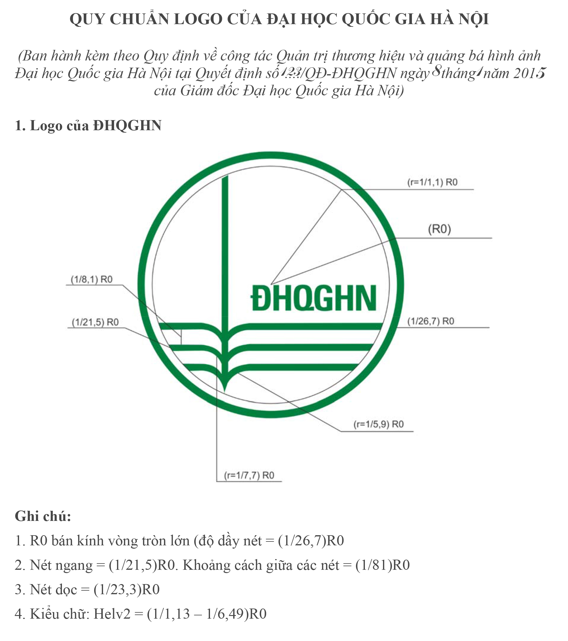 Quy chuẩn logo ĐHQGHN | ĐẠI HỌC QUỐC GIA HÀ NỘI